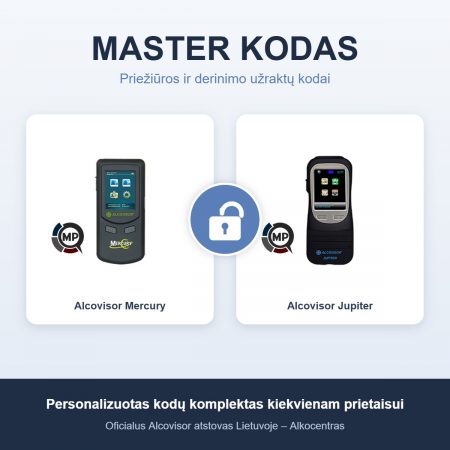 Master kodas – Alcovisor Mercury ir Alcovisor Jupiter priežiūros ir derinimo užraktų kodai